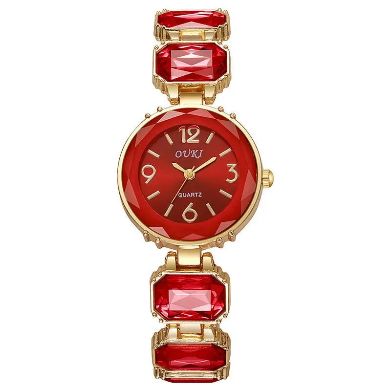 Women’s Gold Bracelet Quartz Watch with Black Crystal Dial - Blade & Thread
