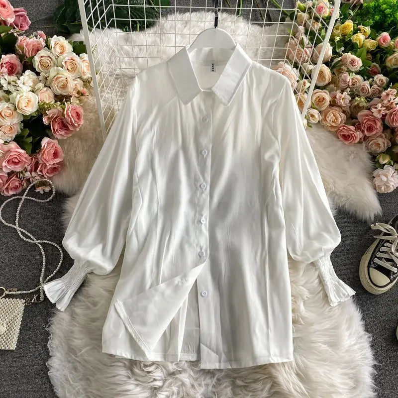women's lantern sleeve shirt knitted vest two piece sets of College style - Blade & Thread