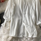 women's lantern sleeve shirt knitted vest two piece sets of College style nowadaysfashion