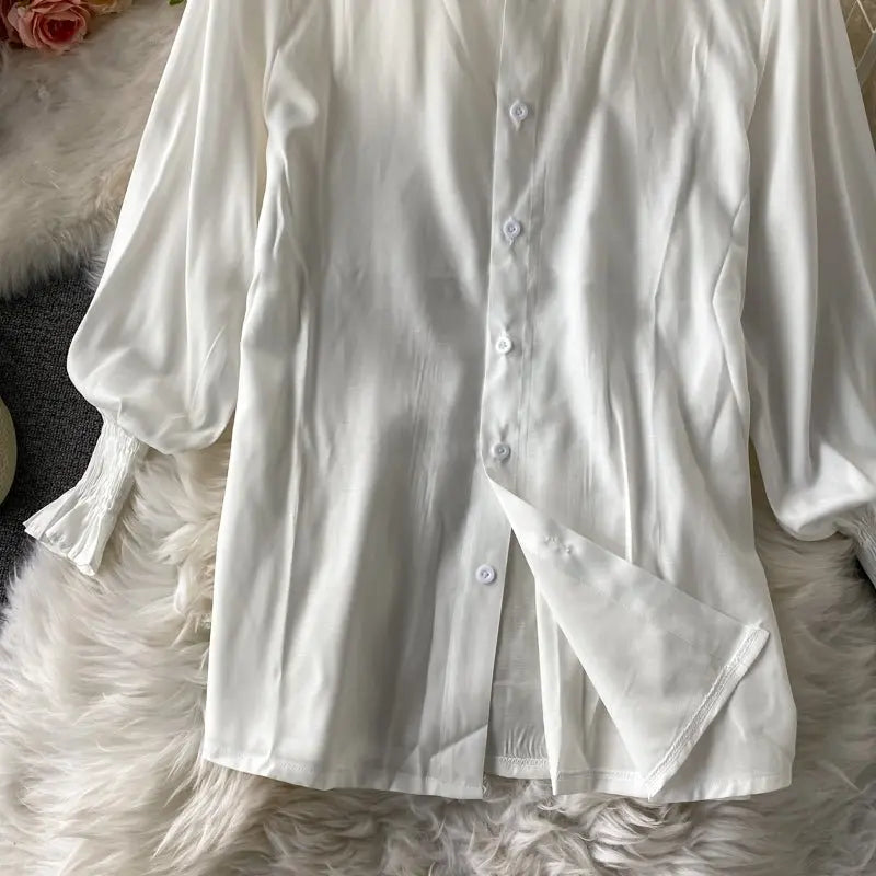 women's lantern sleeve shirt knitted vest two piece sets of College style - Blade & Thread