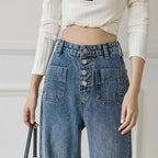 Women's Loose Straight Denim Trousers Female High Waist Wide Leg Pants high street nowadaysfashion