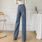 Women's Loose Straight Denim Trousers Female High Waist Wide Leg Pants high street nowadaysfashion