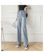 Women's Loose Straight Denim Trousers Female High Waist Wide Leg Pants high street nowadaysfashion