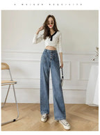 Women's Loose Straight Denim Trousers Female High Waist Wide Leg Pants high street nowadaysfashion