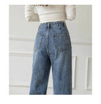 Women's Loose Straight Denim Trousers Female High Waist Wide Leg Pants high street nowadaysfashion