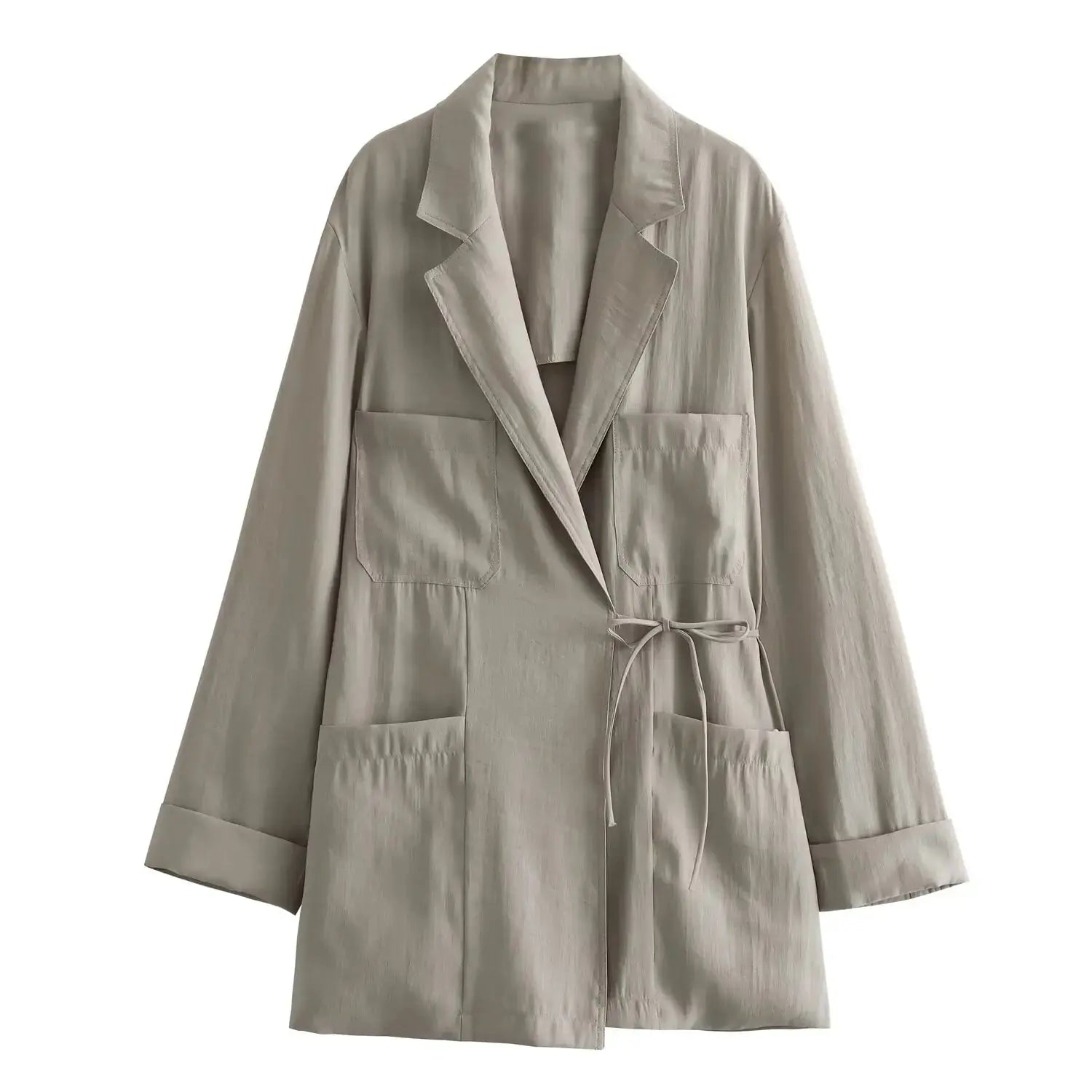 Women's New Coat Minimalist Pocket Decoration Double breasted Lace up Top - Blade & Thread