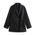 Women's New Coat Minimalist Pocket Decoration Double breasted Lace up Top nowadaysfashion