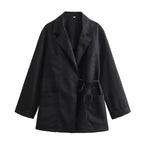 Women's New Coat Minimalist Pocket Decoration Double breasted Lace up Top nowadaysfashion