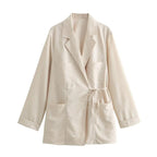 Women's New Coat Minimalist Pocket Decoration Double breasted Lace up Top nowadaysfashion
