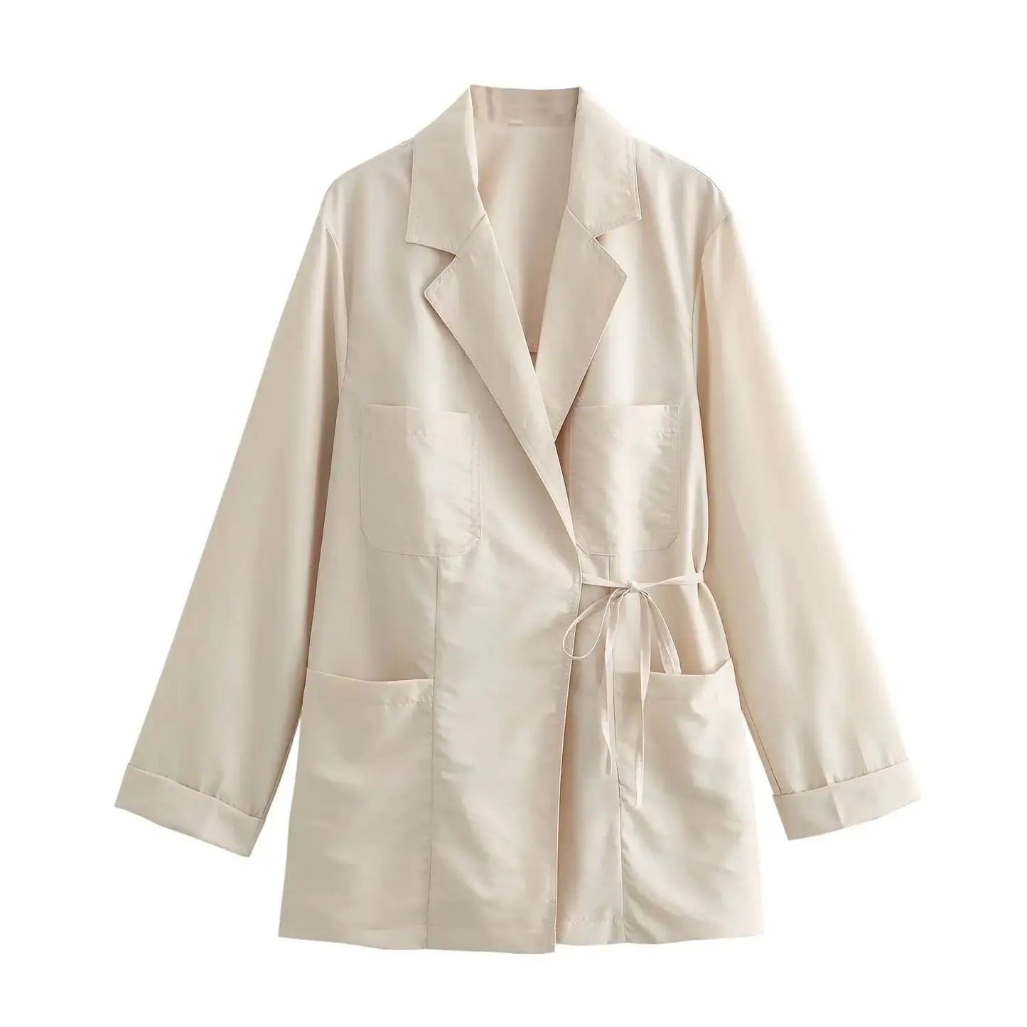Women's New Coat Minimalist Pocket Decoration Double breasted Lace up Top - Blade & Thread