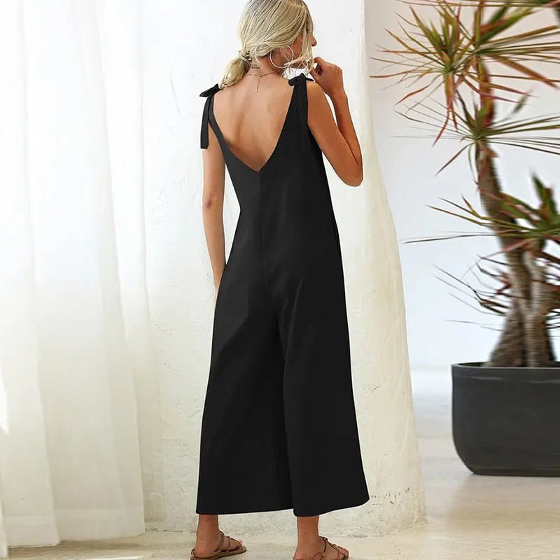 Women's Overalls 2022 Wide Leg Jumpsuit for Women Summer Cotton Backless Romper - Blade & Thread