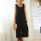 Women's Overalls 2022 Wide Leg Jumpsuit for Women Summer Cotton Backless Romper nowadaysfashion