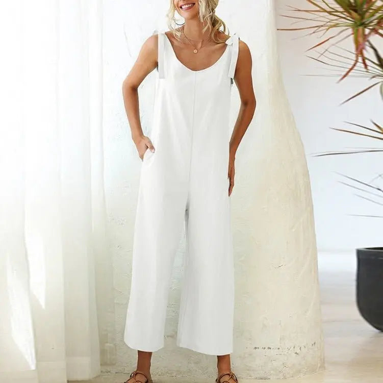 Women's Overalls 2022 Wide Leg Jumpsuit for Women Summer Cotton Backless Romper - Blade & Thread