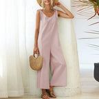 Women's Overalls 2022 Wide Leg Jumpsuit for Women Summer Cotton Backless Romper nowadaysfashion