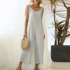 Women's Overalls 2022 Wide Leg Jumpsuit for Women Summer Cotton Backless Romper nowadaysfashion