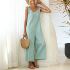 Women's Overalls 2022 Wide Leg Jumpsuit for Women Summer Cotton Backless Romper nowadaysfashion