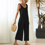 Women's Overalls 2022 Wide Leg Jumpsuit for Women Summer Cotton Backless Romper nowadaysfashion