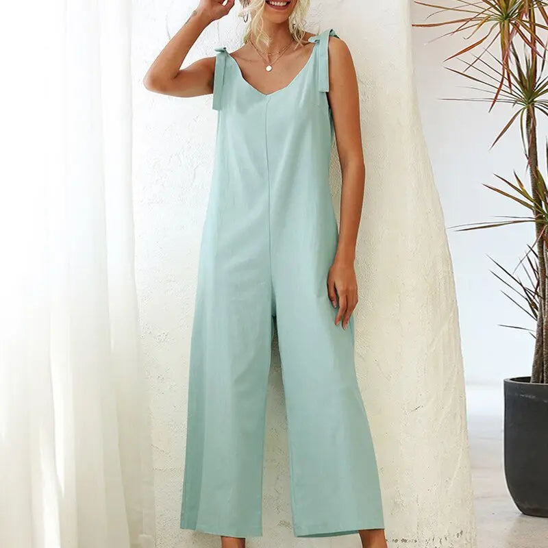 Women's Overalls 2022 Wide Leg Jumpsuit for Women Summer Cotton Backless Romper - Blade & Thread