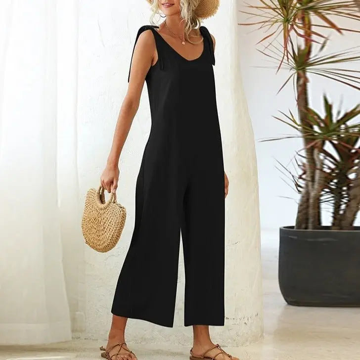 Women's Overalls 2022 Wide Leg Jumpsuit for Women Summer Cotton Backless Romper nowadaysfashion