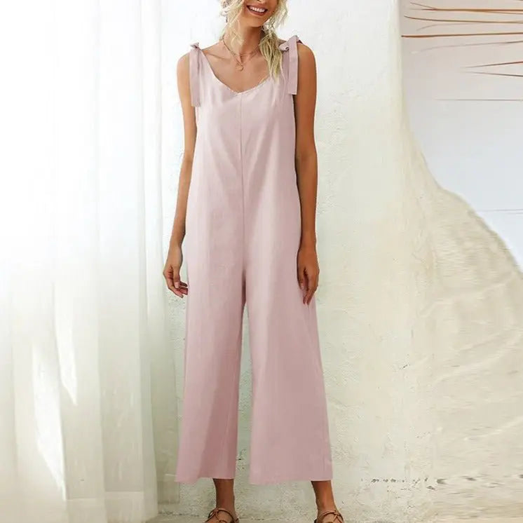 Women's Overalls 2022 Wide Leg Jumpsuit for Women Summer Cotton Backless Romper - Blade & Thread