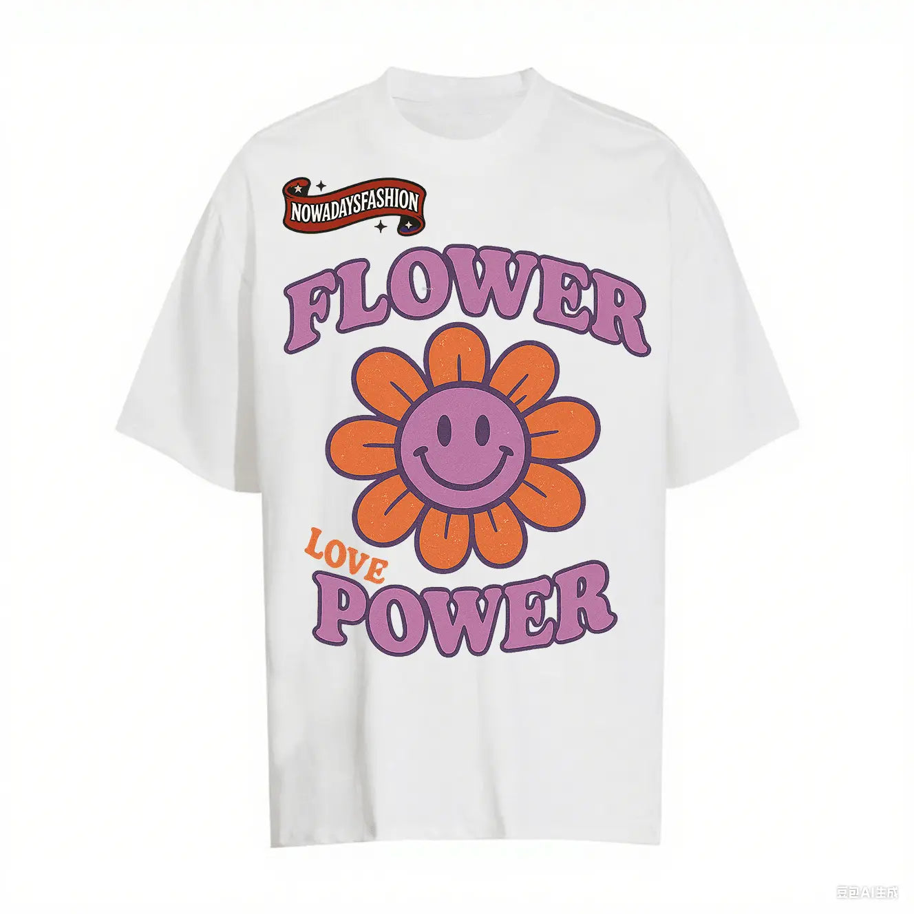 Women's Retro Flower Power Graphic T-Shirt – Smiley Face & Love Print Tee - Blade & Thread