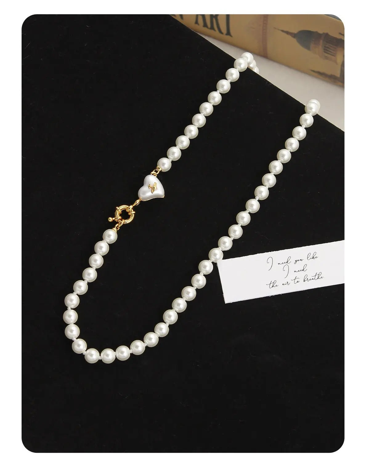 Women's retro heart pearl necklace clavicle chain - Blade & Thread