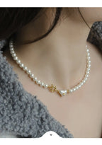 Women's retro heart pearl necklace clavicle chain nowadaysfashion
