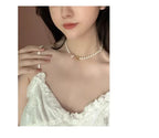 Women's retro heart pearl necklace clavicle chain nowadaysfashion