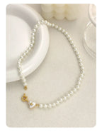 Women's retro heart pearl necklace clavicle chain nowadaysfashion