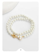 Women's retro heart pearl necklace clavicle chain nowadaysfashion