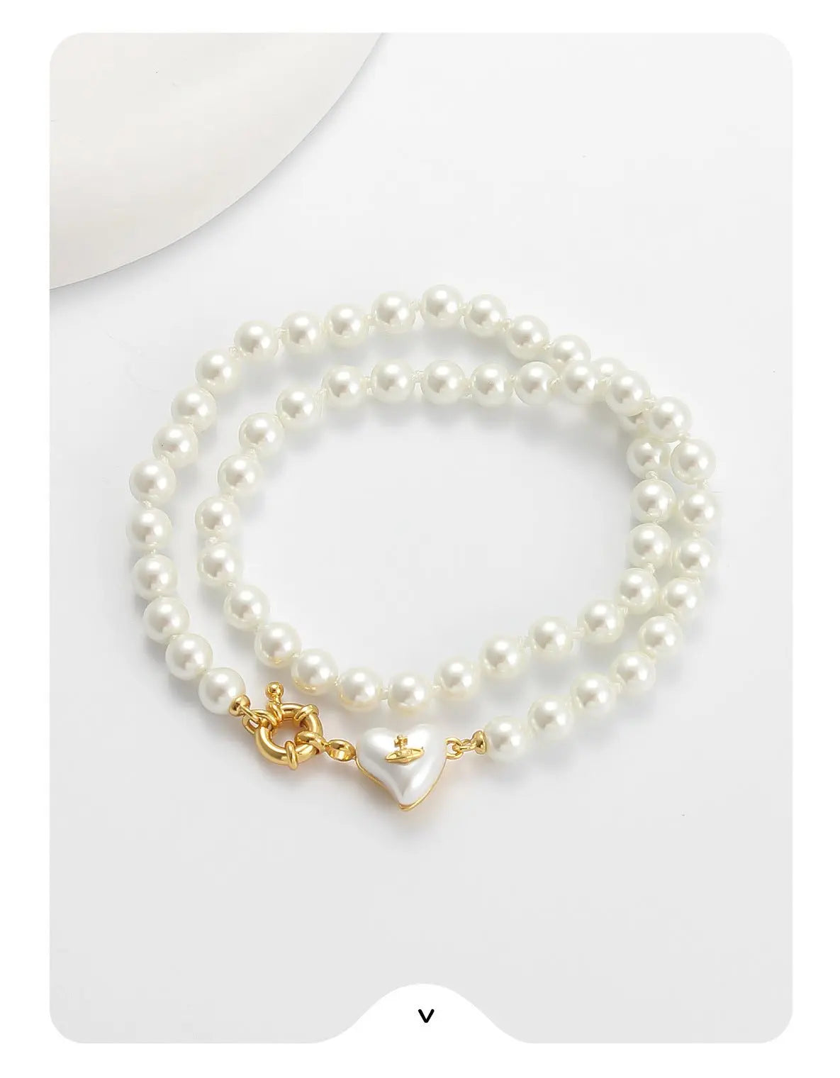 Women's retro heart pearl necklace clavicle chain - Blade & Thread