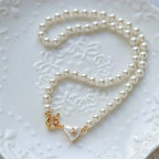 Women's retro heart pearl necklace clavicle chain nowadaysfashion