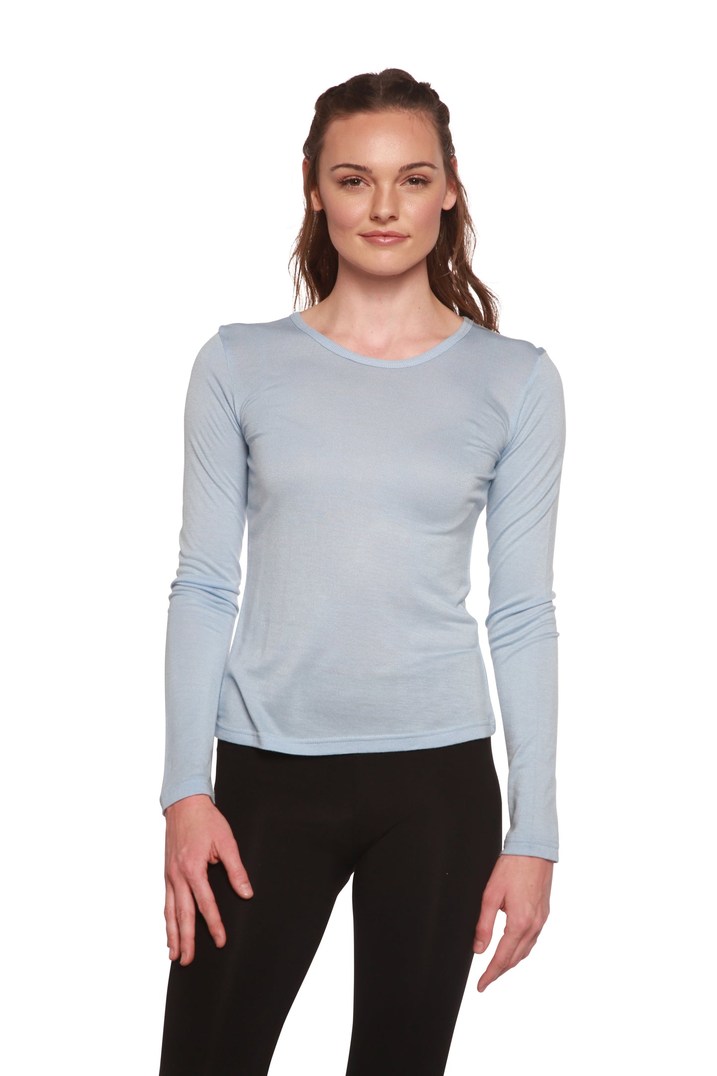 Clearance Women's Scoop Neck 100% Bamboo Viscose Long Sleeve Shirt Spun Bamboo