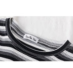 Women's short navel-baring rainbow striped tight T-shirt nowadaysfashion