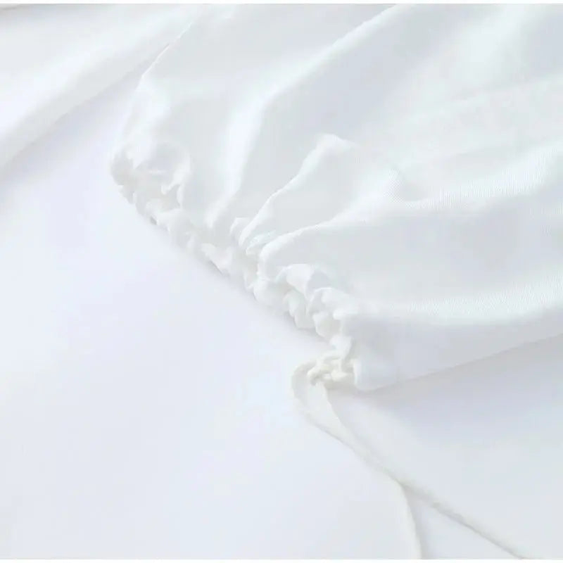 Women's Solid Cotton Linen Ruffle Shorts Suit V-neck Long Sleeve Drawstring Loose 2 Pieces Set nowadaysfashion