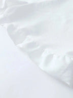 Women's Solid Cotton Linen Ruffle Shorts Suit V-neck Long Sleeve Drawstring Loose 2 Pieces Set nowadaysfashion