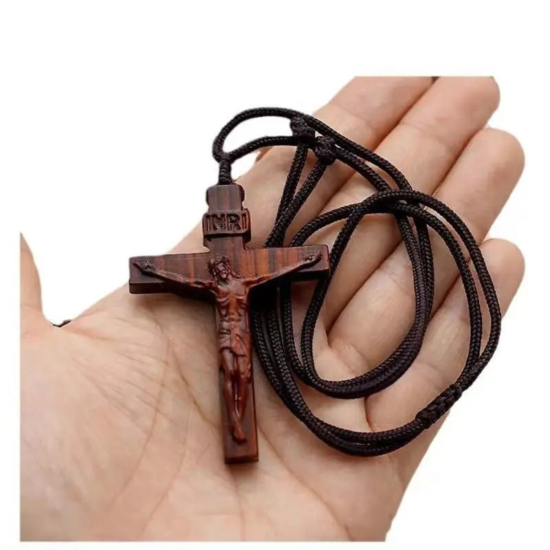 wooden cross necklace INRI - Blade & Thread