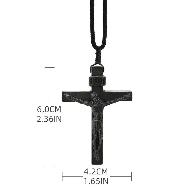 wooden cross necklace INRI - Blade & Thread
