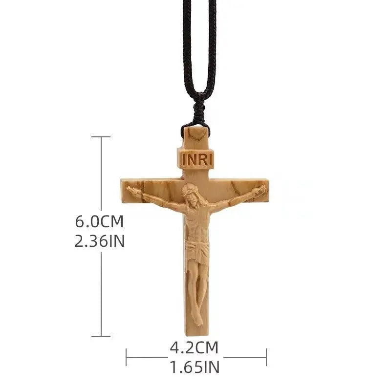 wooden cross necklace INRI - Blade & Thread