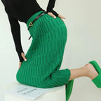 Wrapped Knitted Skirts Pencil Skirt Women Slim Fit Zipper Mid-Calf Skirt nowadaysfashion