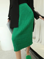 Wrapped Knitted Skirts Pencil Skirt Women Slim Fit Zipper Mid-Calf Skirt nowadaysfashion