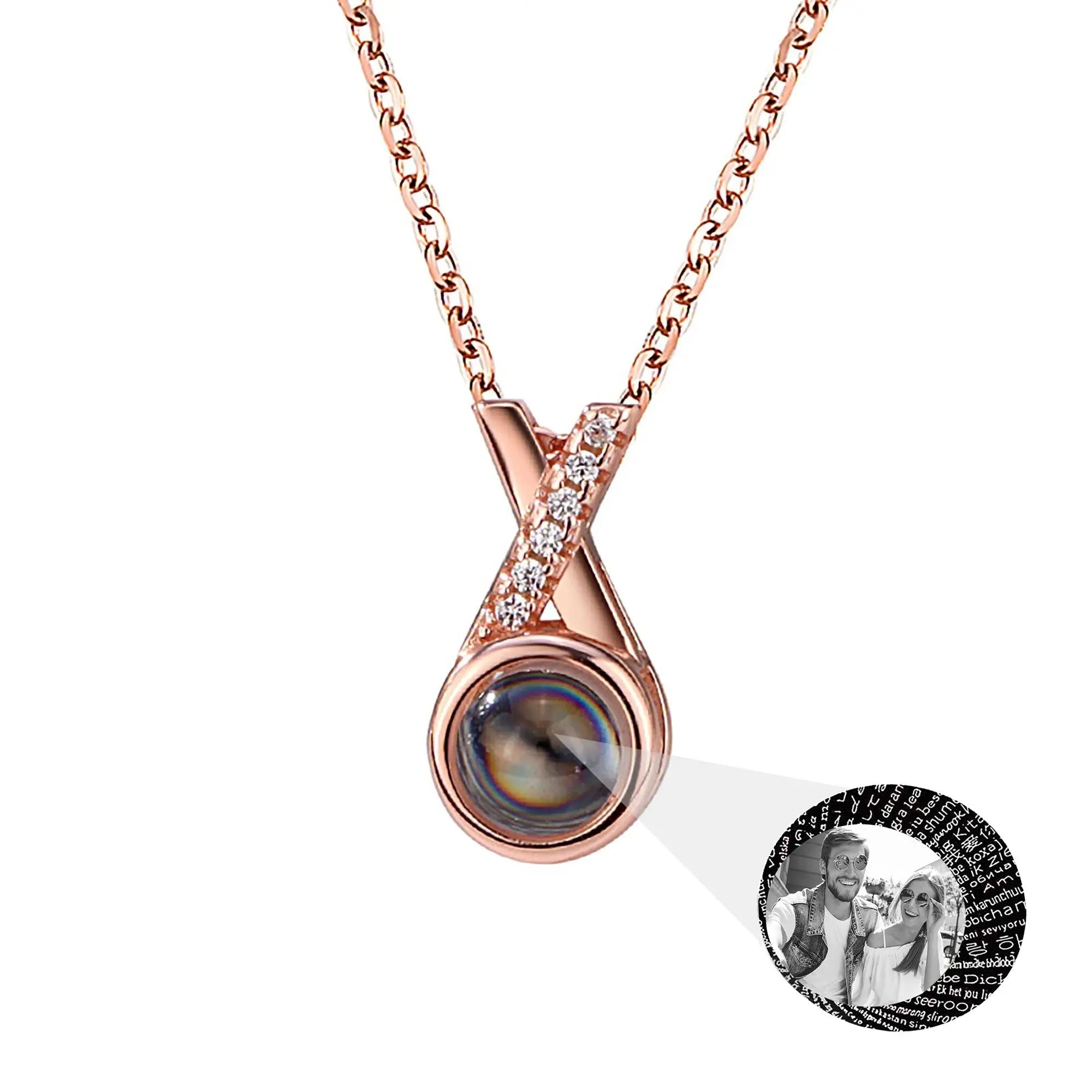 X-letter Projection Necklace With Customizable PhotosSilver 925 Necklace nowadaysfashion