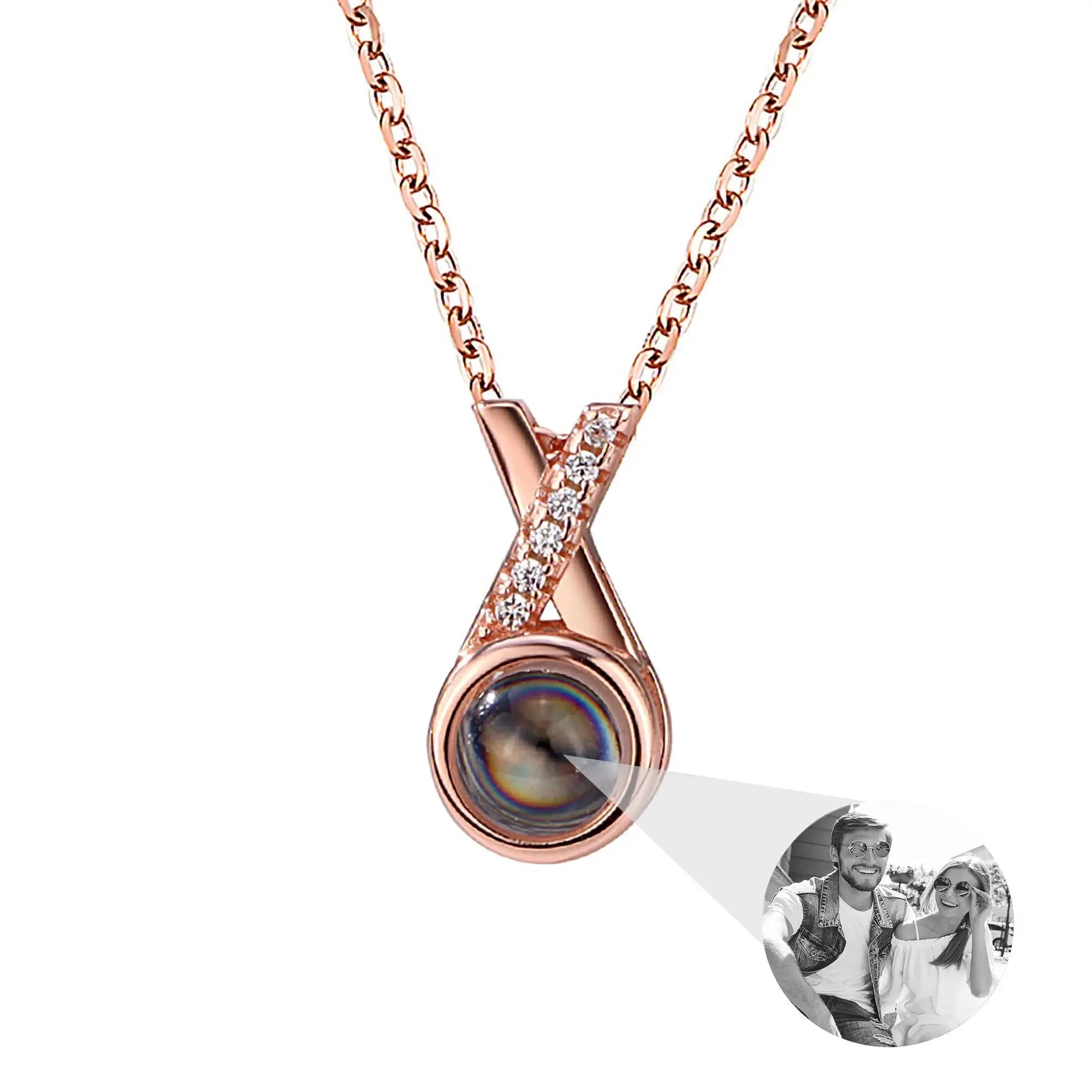 X-letter Projection Necklace With Customizable PhotosSilver 925 Necklace - Blade & Thread