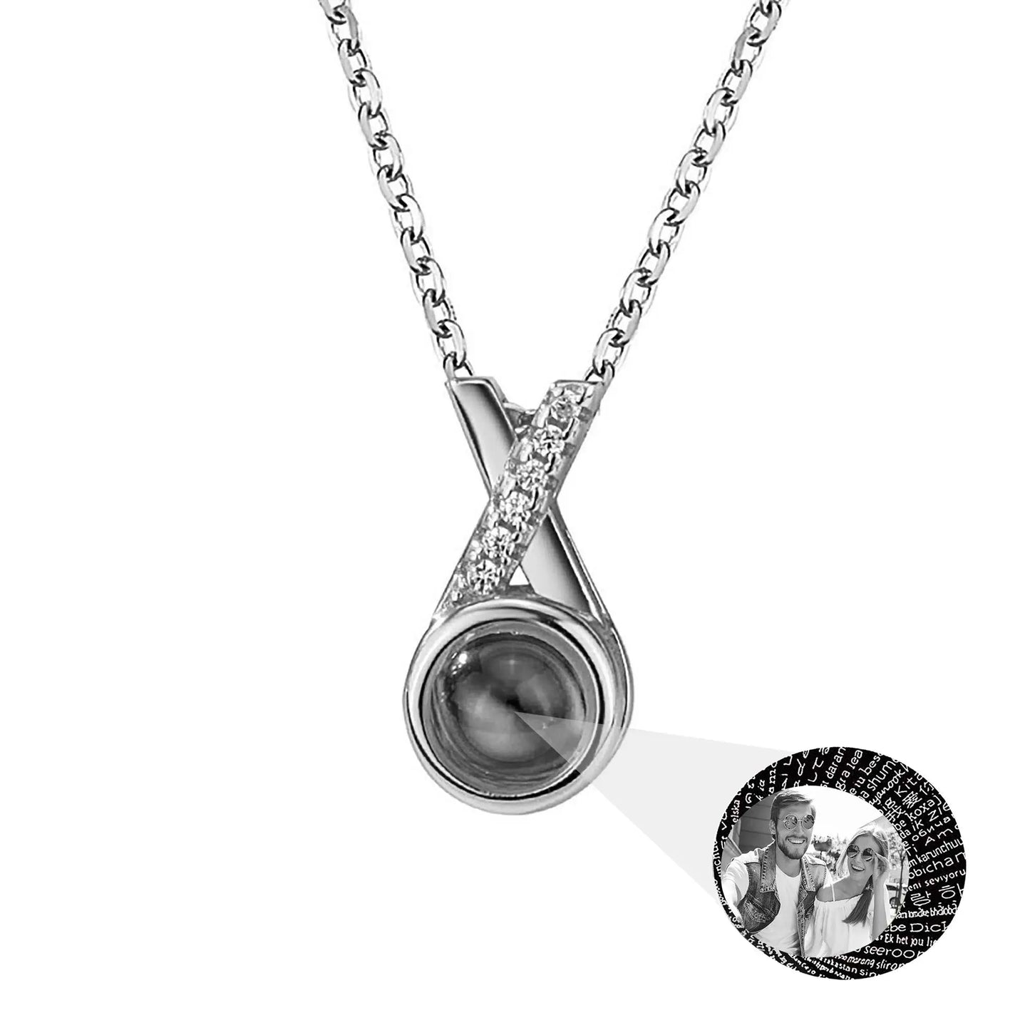 X-letter Projection Necklace With Customizable PhotosSilver 925 Necklace - Blade & Thread