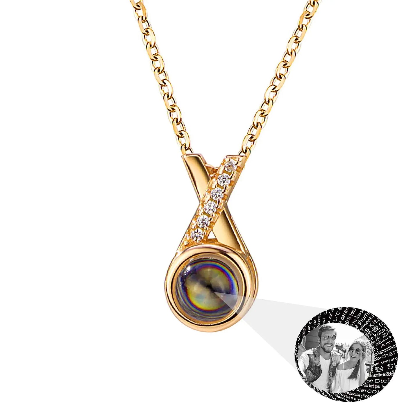X-letter Projection Necklace With Customizable PhotosSilver 925 Necklace - Blade & Thread