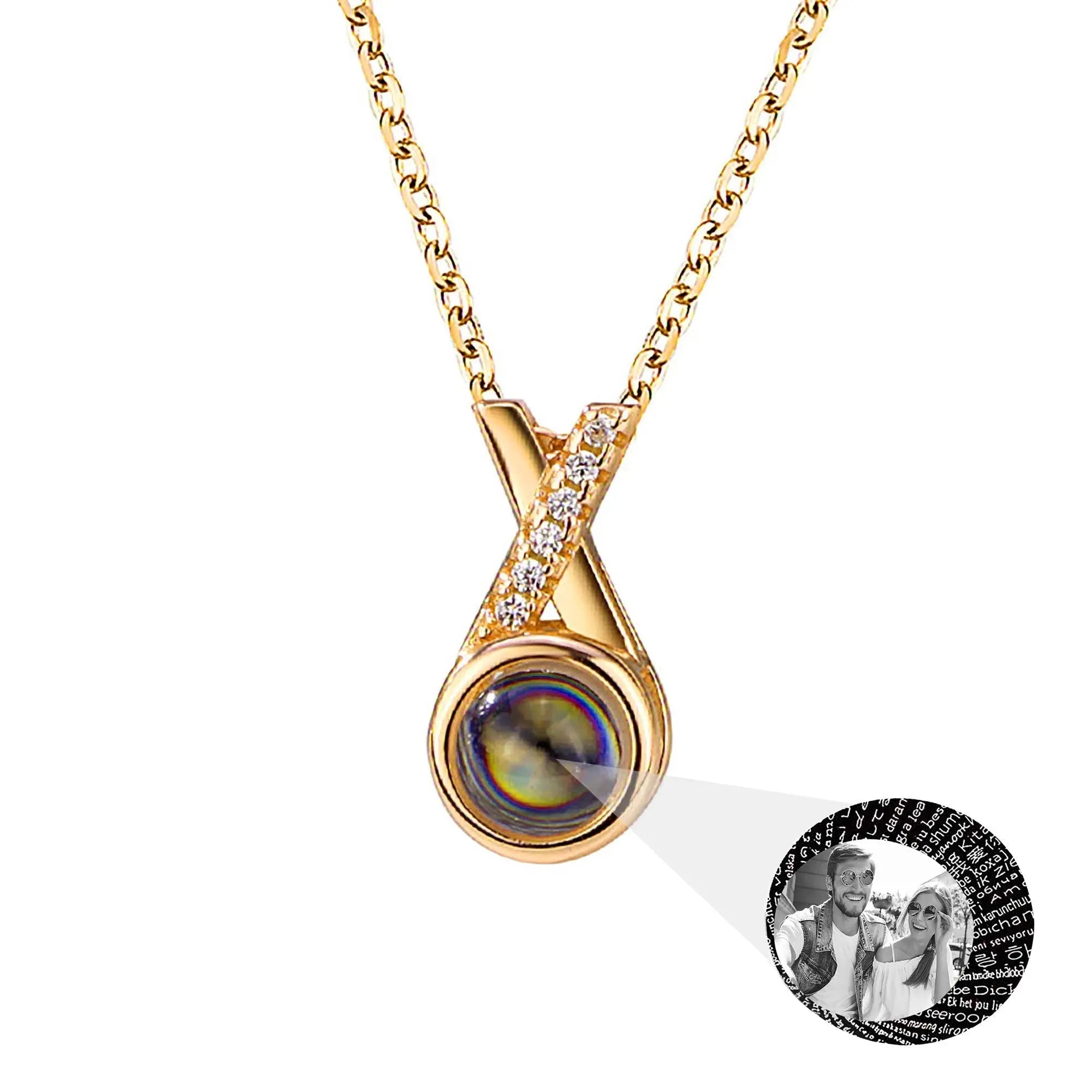 X-letter Projection Necklace With Customizable PhotosSilver 925 Necklace nowadaysfashion