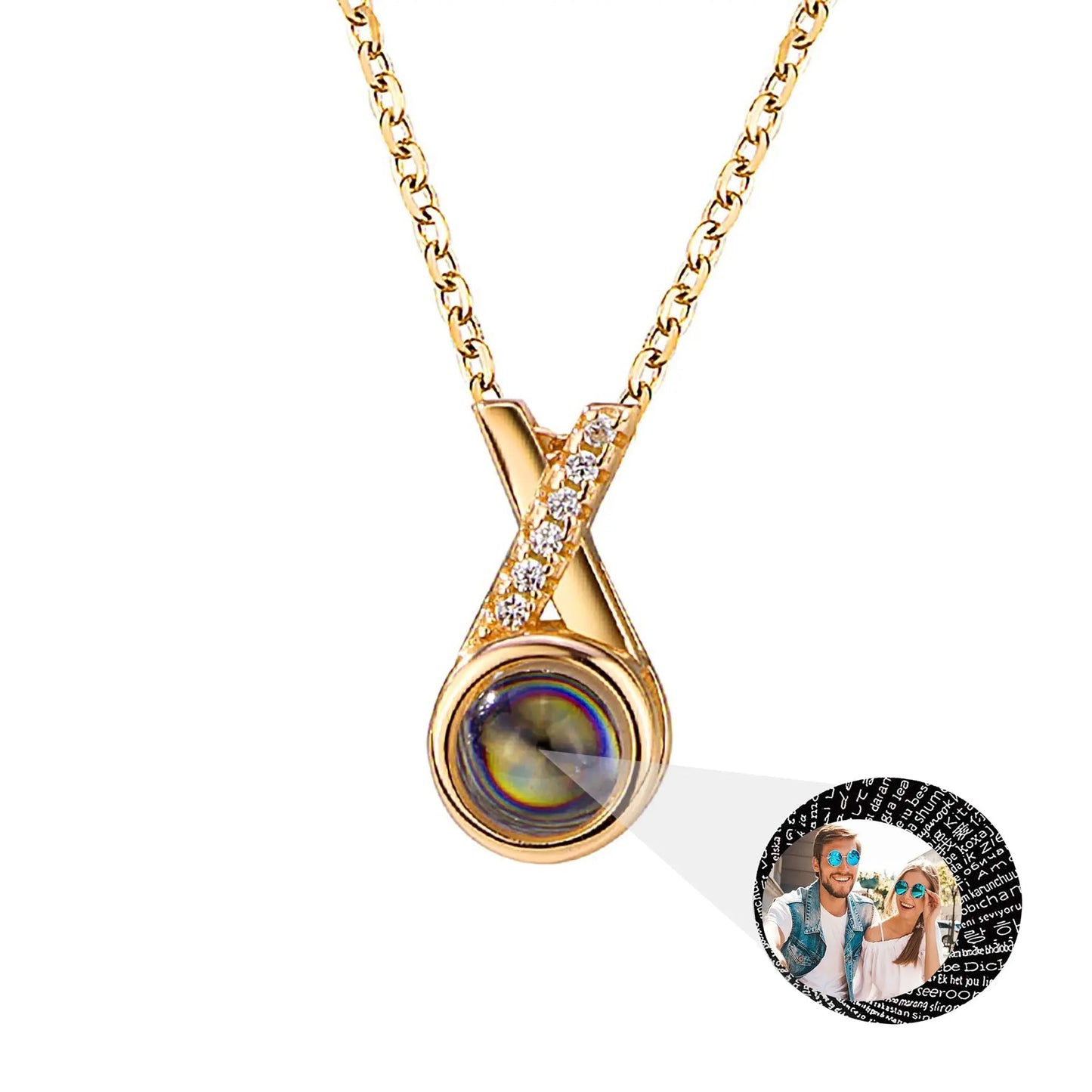 X-letter Projection Necklace With Customizable PhotosSilver 925 Necklace - Blade & Thread