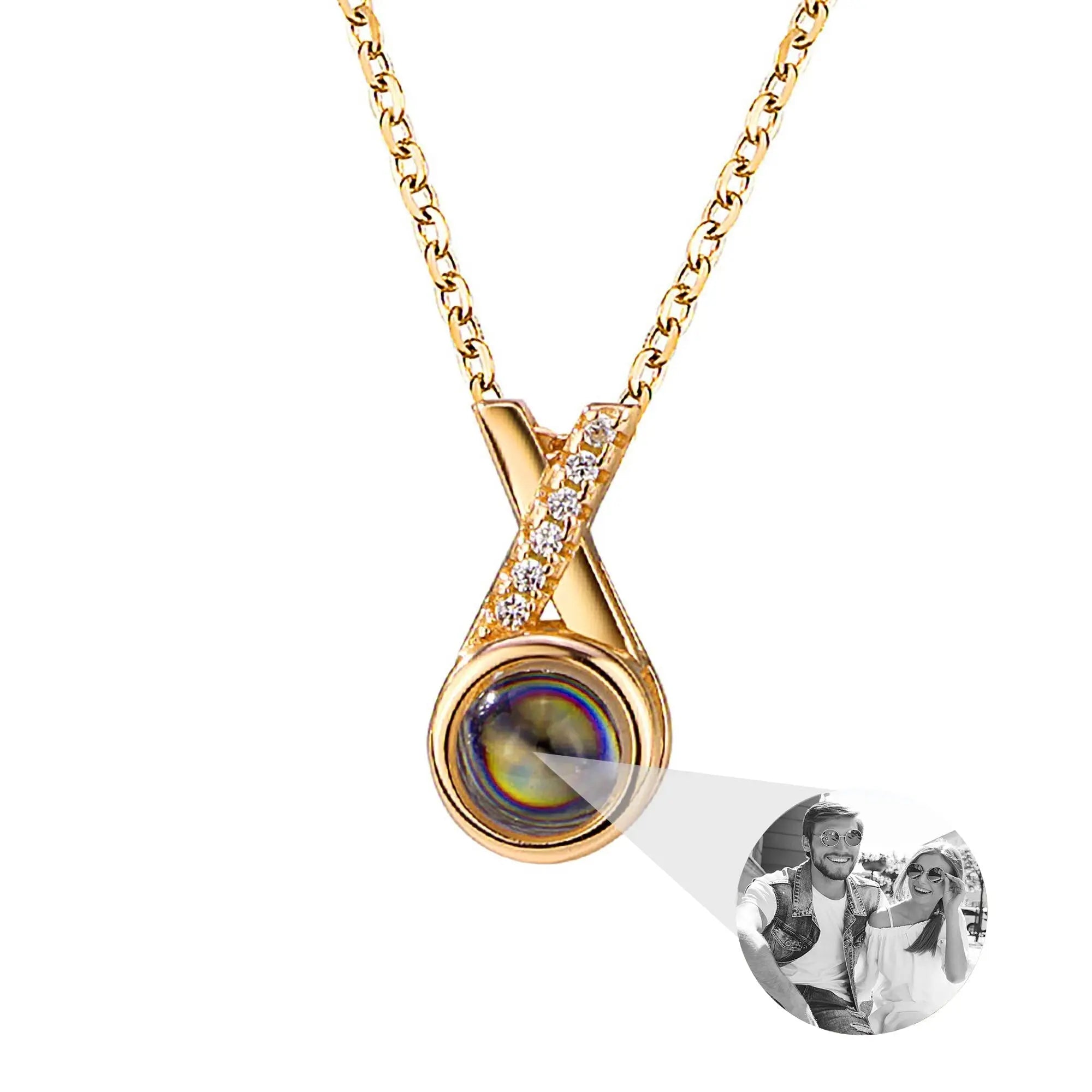 X-letter Projection Necklace With Customizable PhotosSilver 925 Necklace nowadaysfashion