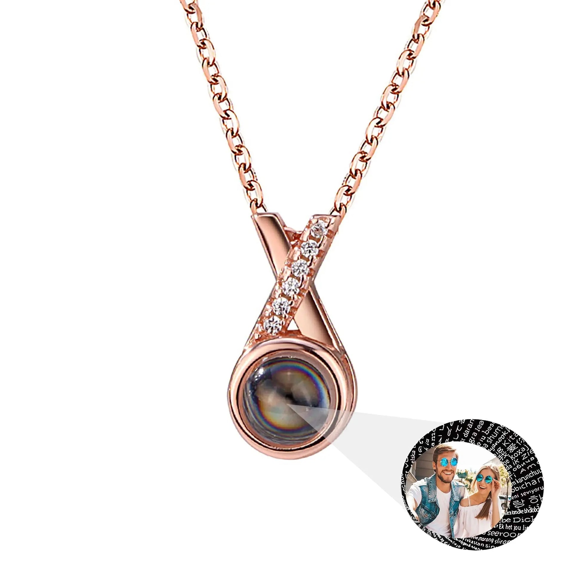 X-letter Projection Necklace With Customizable PhotosSilver 925 Necklace - Blade & Thread