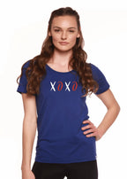XOXO Women's Bamboo Sleeve Scoop Neck Graphic T-Shirt Spun Bamboo